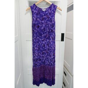 Darian Dress Midi Tie-Dye Beach Boho Bohemian Hippie Purple Floral Hand Painted